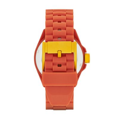  Decker Three Hand Silicone Watch - Orange 